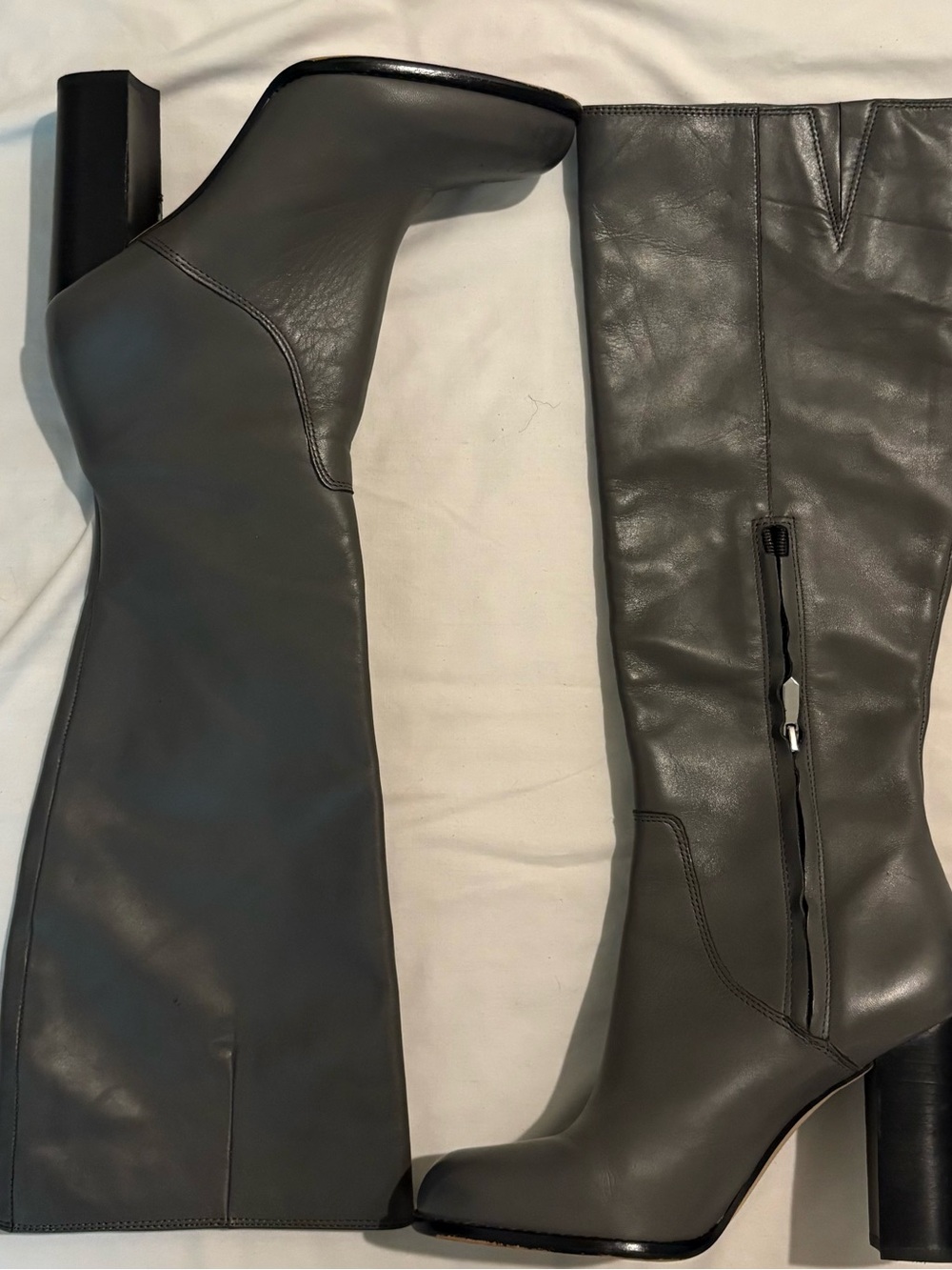 Sam Edelman Gray Leather Knee-High Boots